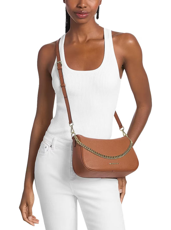Michael Kors Women's Carmela Medium Pebbled Leather Convertible Crossbody Bag Luggage