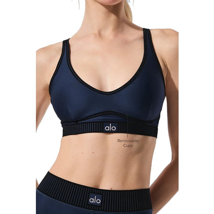 alo Women's Airlift Line Up Bra Navy