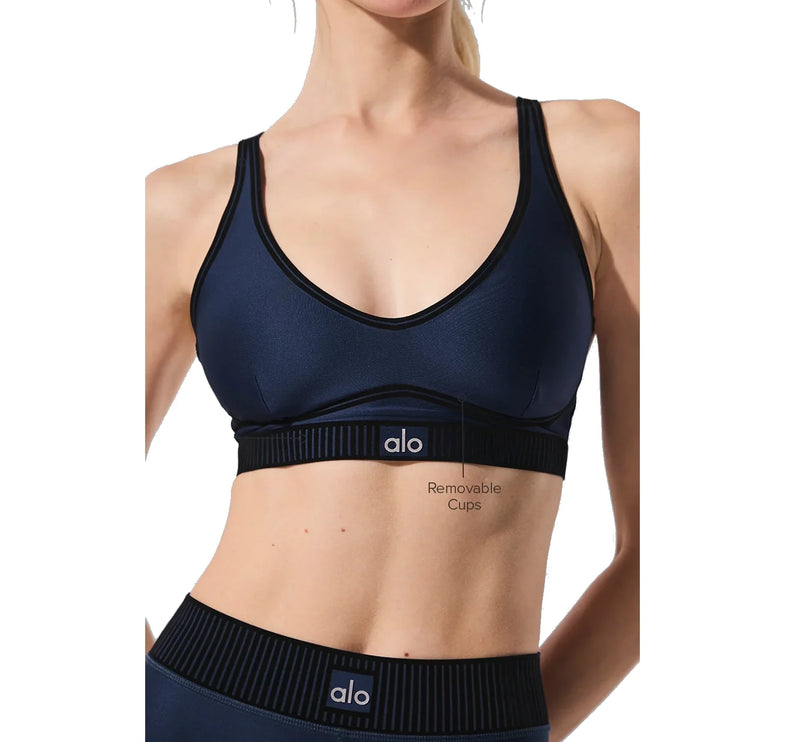 alo Women's Airlift Line Up Bra Navy
