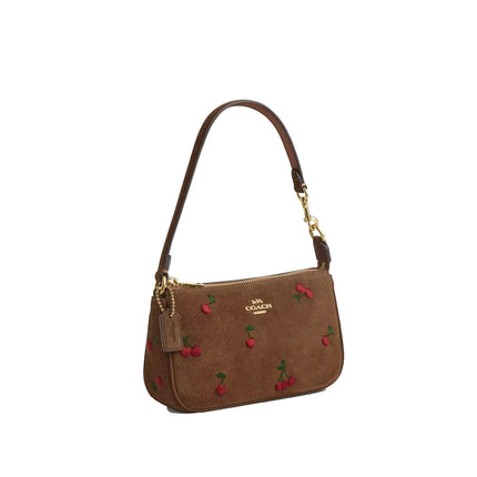 Coach Women's Nolita 19 With Cherry Embroidery Suede/Gold/Cedar Multi