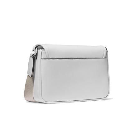 Michael Kors Women's Bradshaw Medium Leather Messenger Bag Optic White