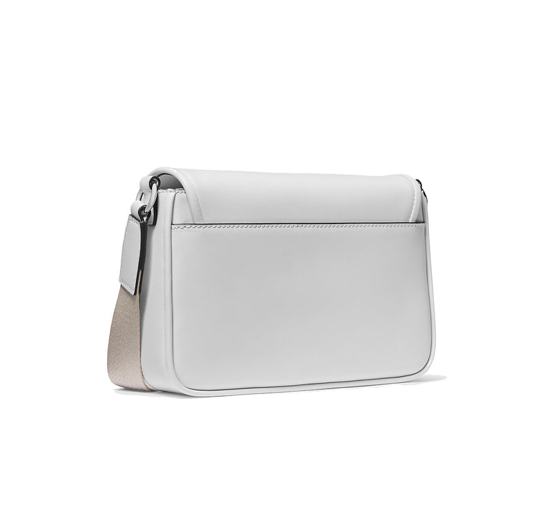 Michael Kors Women's Bradshaw Medium Leather Messenger Bag Optic White