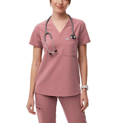 FIGS Women's Catarina One Pocket Scrub Top Mauve