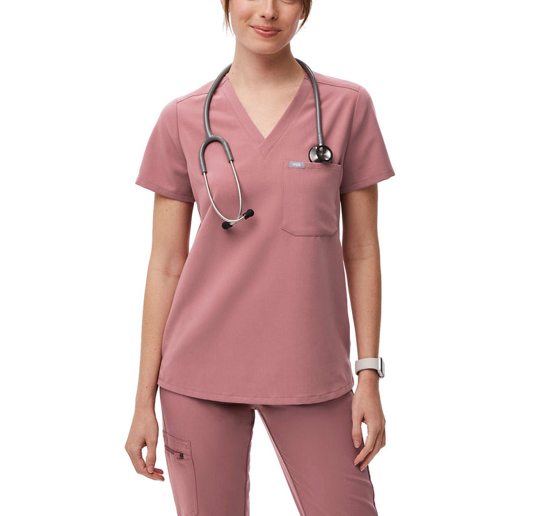FIGS Women's Catarina One Pocket Scrub Top Mauve