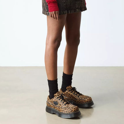 Dr. Martens Women's Buzz 5 Eye Leopard Shoes Light Tan