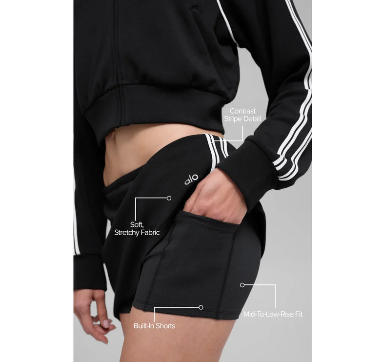 alo Women's Track Star Mini Skirt Black