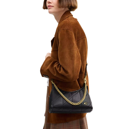 Coach Women's Juliet Shoulder Bag 25 With Quilting Brass/Black
