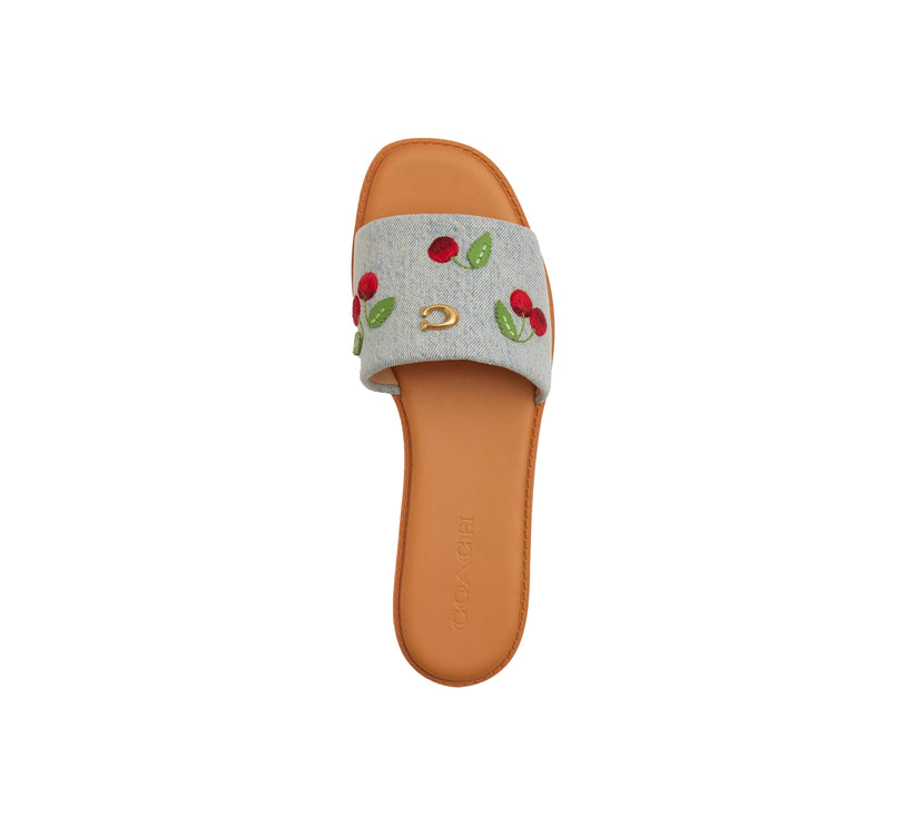 Coach Women's Holly Sandal With Cherries Denim Multi