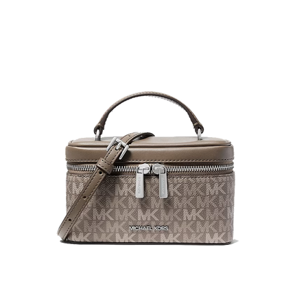 Michael Kors Women's Vivi Small Signature Logo Vanity Crossbody Bag Mushroom