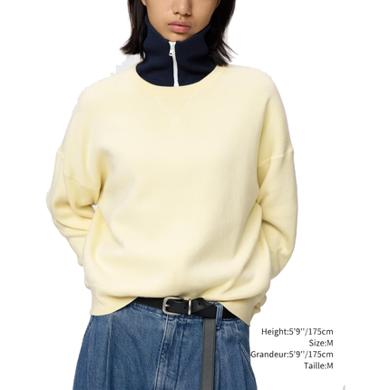 Uniqlo Unisex Smooth Cotton Crew Neck Sweater 42 Yellow