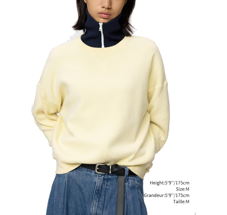 Uniqlo Unisex Smooth Cotton Crew Neck Sweater 42 Yellow