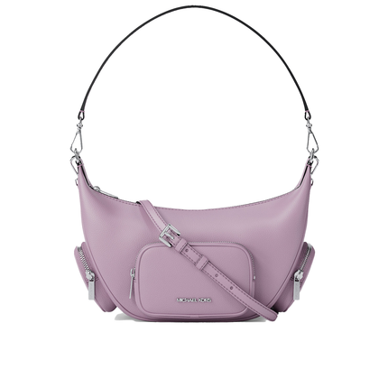 Michael Kors Women's Merritt Medium Pebbled Leather Convertible Shoulder Bag Light Quartz/Silver