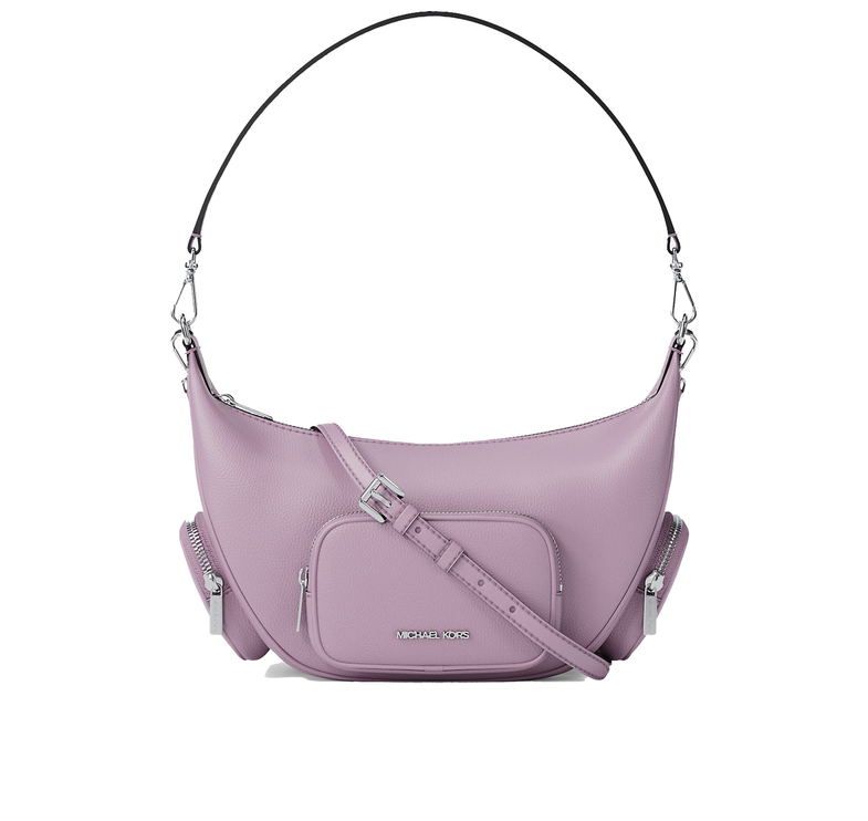 Michael Kors Women's Merritt Medium Pebbled Leather Convertible Shoulder Bag Light Quartz/Silver