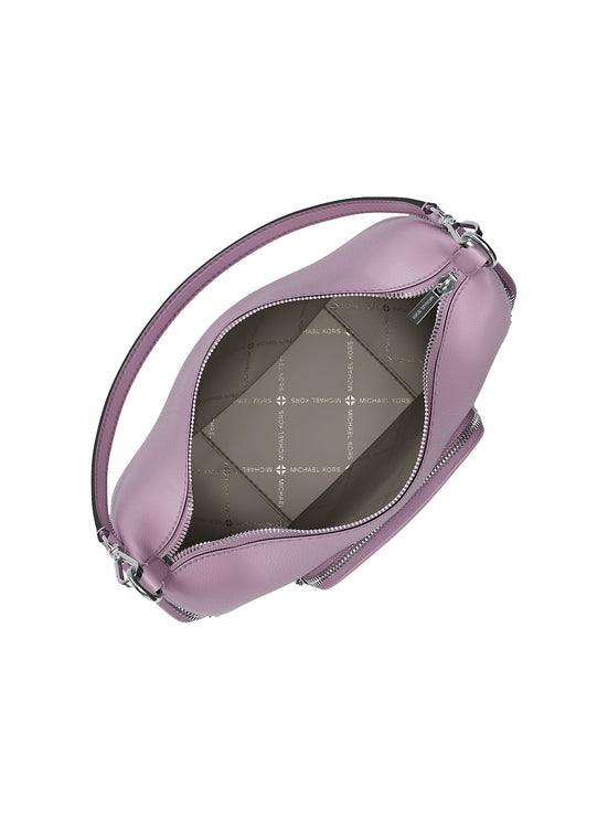 Michael Kors Women's Merritt Medium Pebbled Leather Convertible Shoulder Bag Light Quartz/Silver