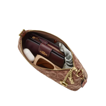 Coach Women's Emeilia Shoulder Bag In Signature Chenille Gold/Light Khaki/Vintage Brown