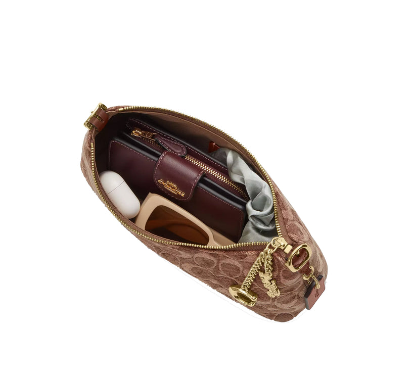 Coach Women's Emeilia Shoulder Bag In Signature Chenille Gold/Light Khaki/Vintage Brown