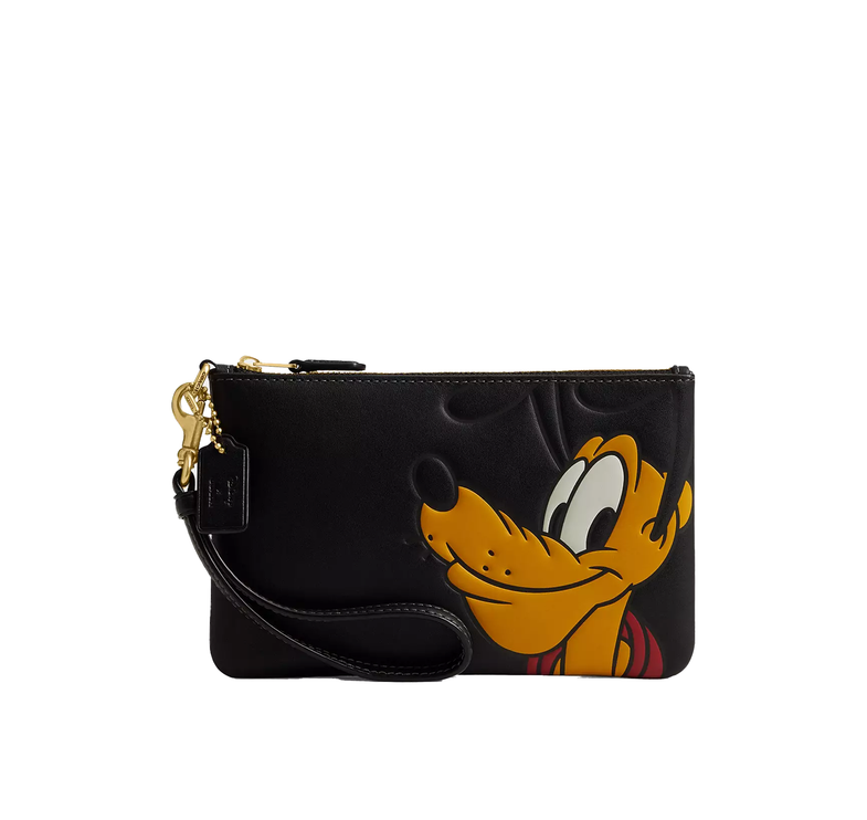 Coach Women's Disney X Coach Essential Small Wristlet With Pluto Brass/Black Multi