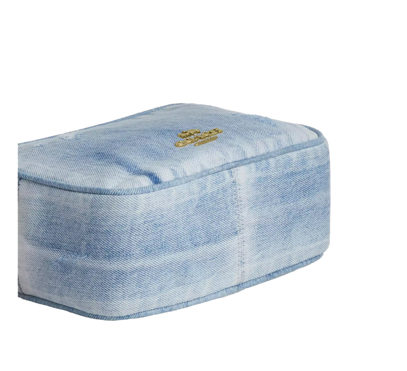 Coach Women's Mini Carey Crossbody Bag In Loved Denim With Charms Gold/Light Indigo