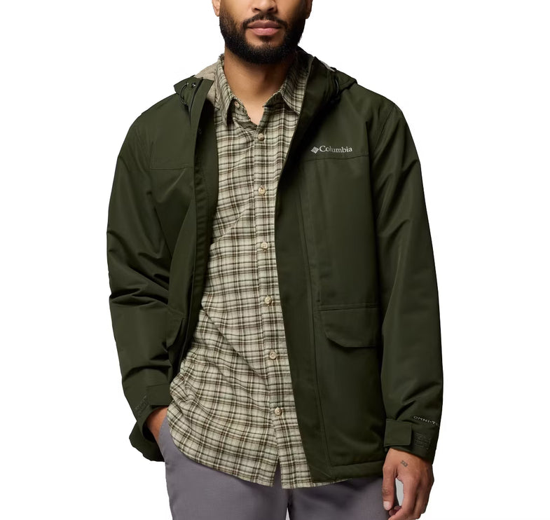 Columbia Men's Landroamer Fleece Lined Rain Jacket Greenscape/Stone Green