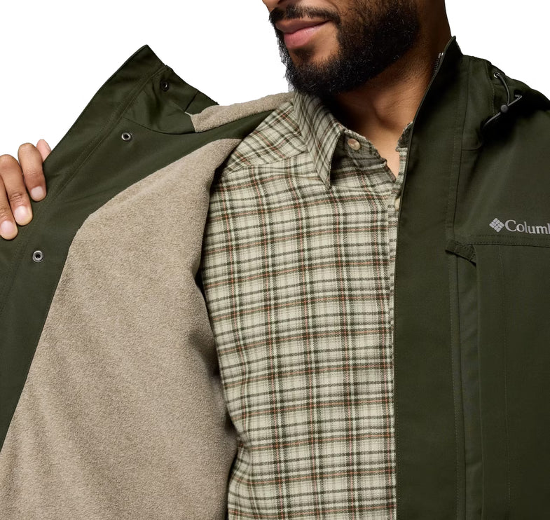 Columbia Men's Landroamer Fleece Lined Rain Jacket Greenscape/Stone Green