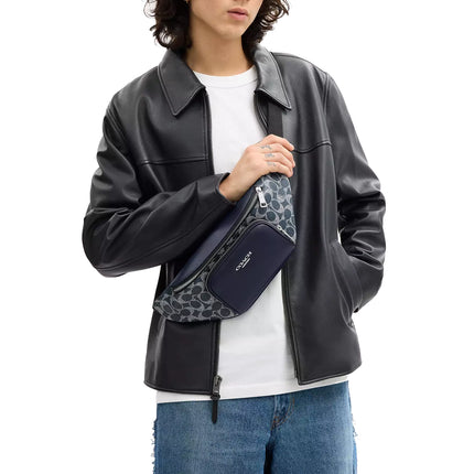 Coach Unisex Racer Small Belt Bag In Signature Canvas Silver/Denim Chalk