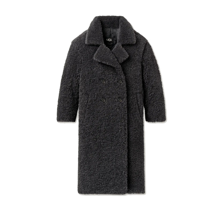 UGG Women's Gertrude Long Teddy Coat II Ink