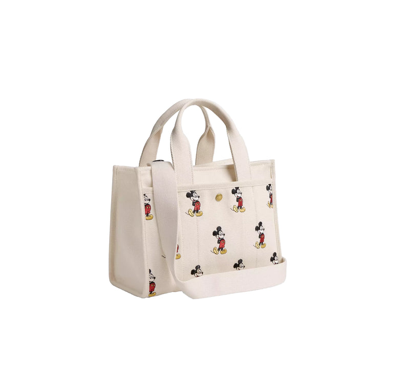 Coach Women's Disney X Coach Cargo Tote Bag 26 With Mickey Mouse In Regenerative Cotton Canvas Brass/Ivory Multi