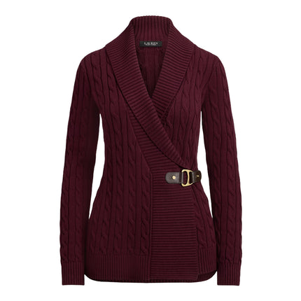 Polo Ralph Lauren Women's Buckle-Trim Cotton Sweater Dark Garnet