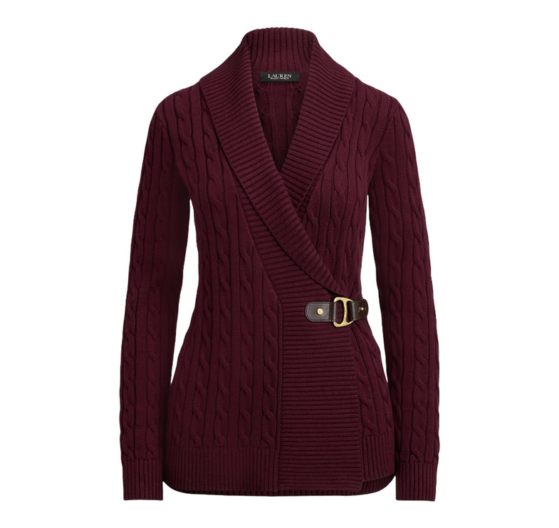 Polo Ralph Lauren Women's Buckle-Trim Cotton Sweater Dark Garnet