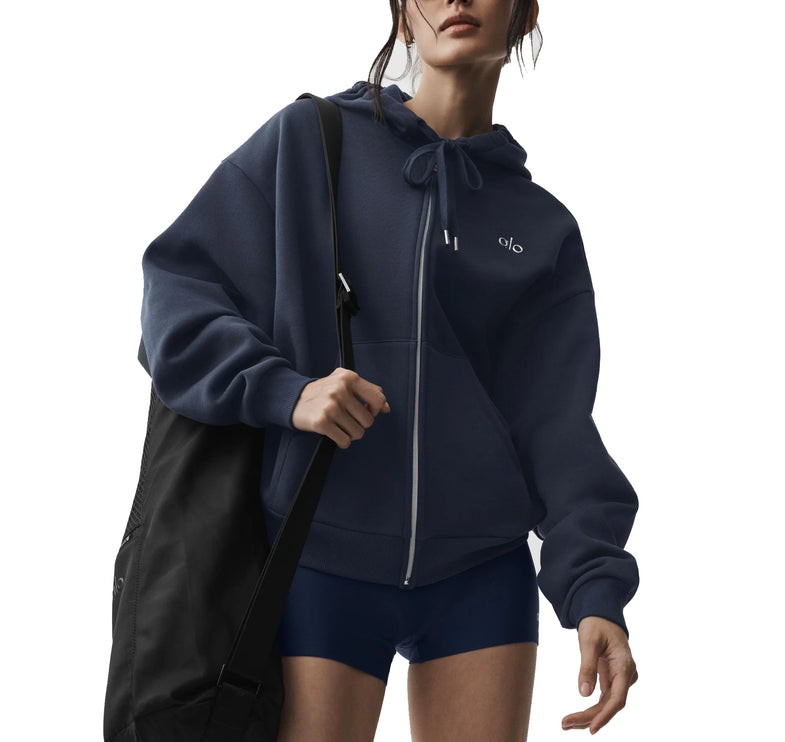 alo Women's Accolade Full Zip Hoodie Navy