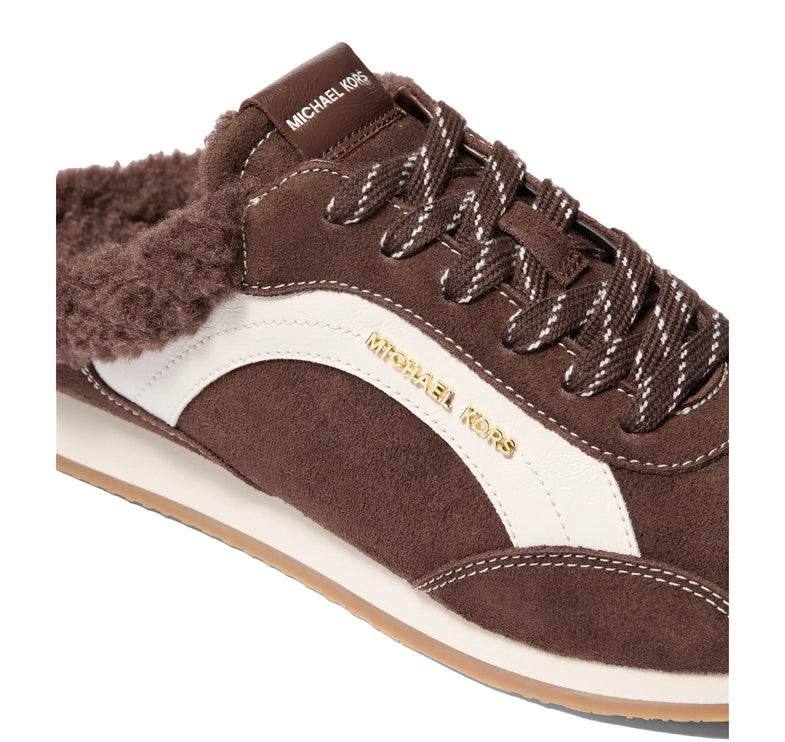 Michael Kors Women's Avi Faux Shearling Trim Slip-On Sneaker Nutmeg
