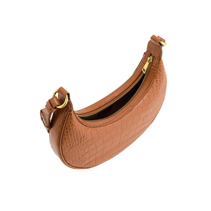 JW PEI Women's Carly Saddle Bag Acorn Brown Croc