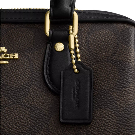 Coach Women's Mini Rowan Crossbody Bag In Signature Canvas Gold/Walnut/Black