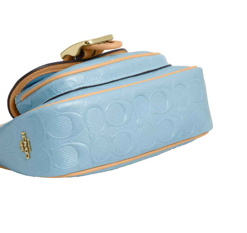 Coach Women's Ashton Mini Shoulder Bag In Signature Leather Gold/Light Blue