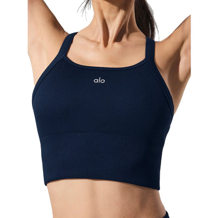 alo Women's Seamless Ribbed Favorite Bra Tank Navy