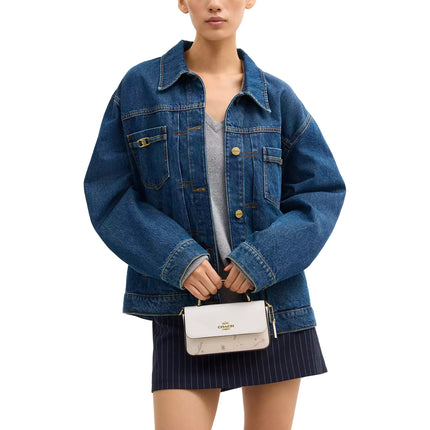 Coach Women's Mini Josie Top Handle Bag With Star Print Gold/Chalk Multi