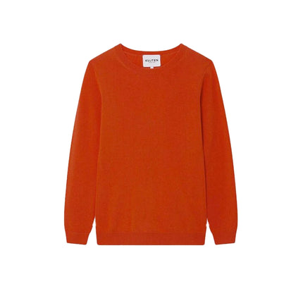 KUJTEN Women's Charly Round Neck Cashmere Sweater Rusty Red