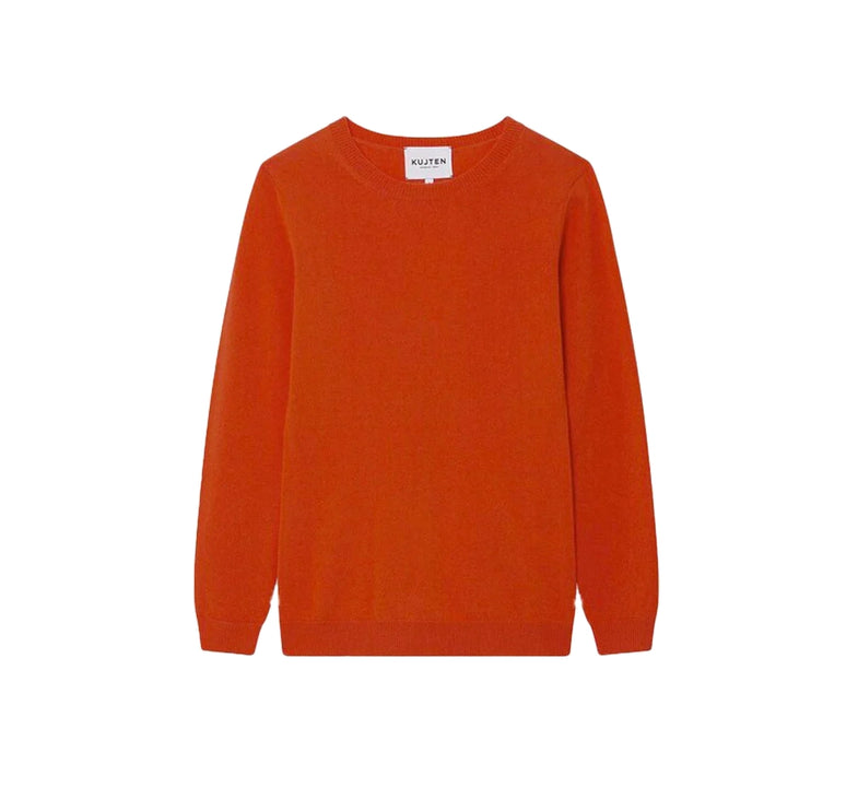 KUJTEN Women's Charly Round Neck Cashmere Sweater Rusty Red