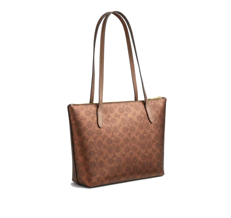 Coach Women's Fiona Zip Tote Bag In Signature Canvas Gold/Brown/Copper