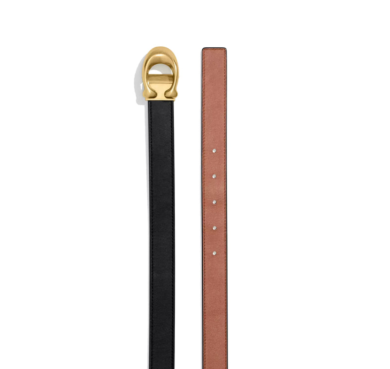 Coach Women's Sculpted C Buckle Cut-To-Size Reversible Belt, 25 Mm Brass/Black/1941 Saddle