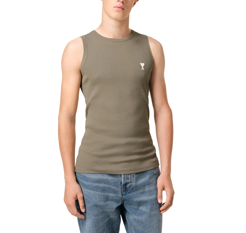 AMI Alexandre Mattiussi Unisex Rib Ami De Coeur Tanktop Laurel