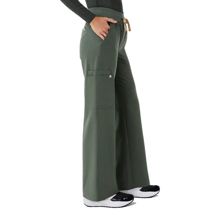 FIGS Women's High Waisted Isabel Wide Leg Scrub Pants Moss