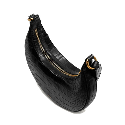 JW PEI Women's Carly Saddle Bag Black Croc