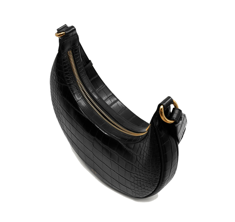 JW PEI Women's Carly Saddle Bag Black Croc