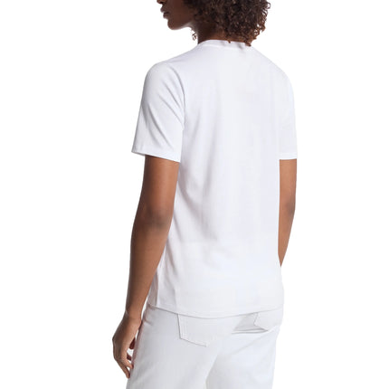 Michael Kors Women's Studded Logo Charm Organic Cotton Jersey T-Shirt White