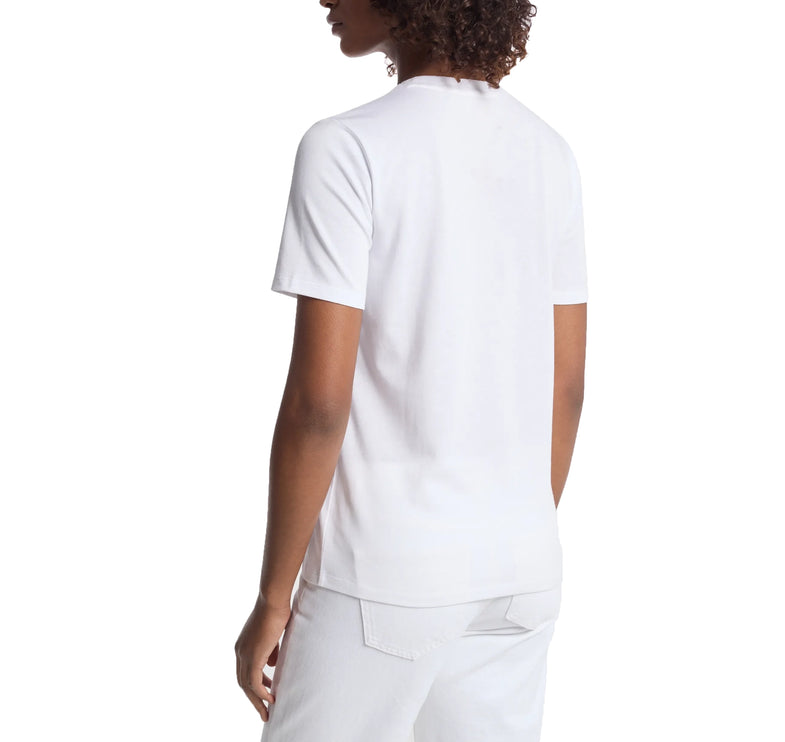 Michael Kors Women's Studded Logo Charm Organic Cotton Jersey T-Shirt White