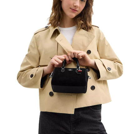 Coach Women's Mini Rowan Crossbody Bag With Cherry Charm Black/Silver