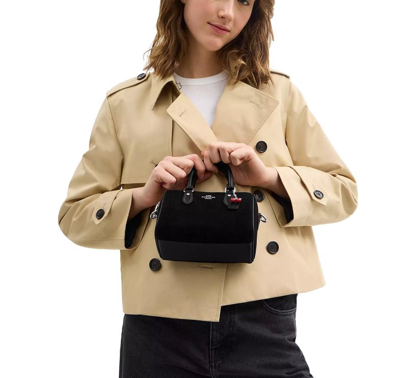 Coach Women's Mini Rowan Crossbody Bag With Cherry Charm Black/Silver