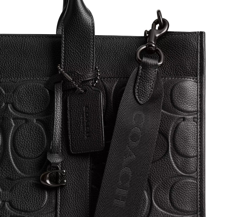 Coach Unisex Wesley Tote In Maxi Signature Leather Black