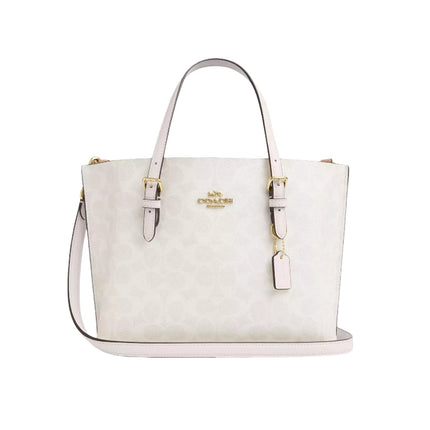 Coach Women's Mollie Tote Bag 25 In Signature Canvas Gold/White/Chalk